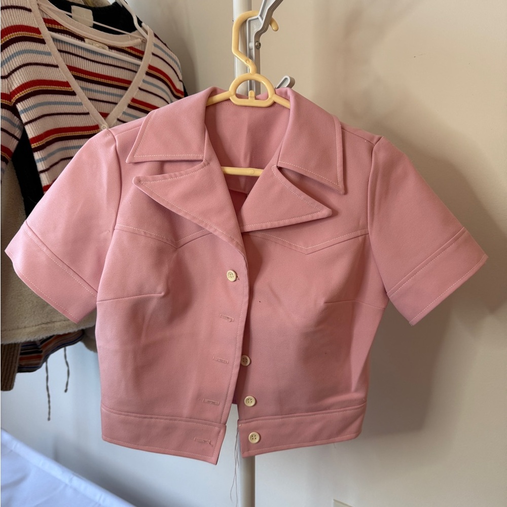 Vintage Sears Pink Short Sleeve Button-Up Jacket